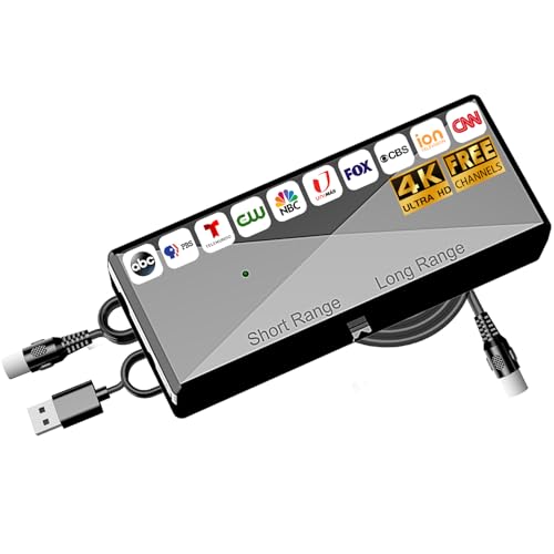 TV Antenna Amplifier 25dBi High Gain Signal Booster – Adjustable Gain & Auto Timer, Low Noise USB Powered, Digital Indoor HDTV Antenna, 4K 1080P ATSC VHF/UHF, Works with All Antennas