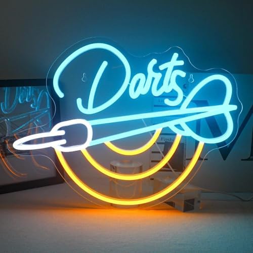 Dart Board Neon Sign – Game Room, Home Bar, Man Cave, and Party D...
