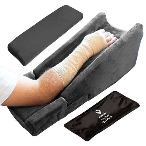 Zomaple Arm Elevation Pillow for Post Surgery Adjustable Arm Support Pillow with Gel Memory Foam & Hot/Cold Pack Couch Rest Pillow for Bed Carpal Tunnel Wrist & Elbow Recovery Help Reduce Pain