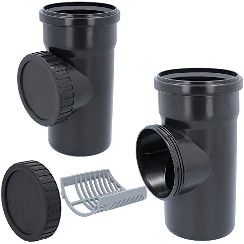 Fallrohrfilter DN 100 Ø 110 mm Schwarz | Regenrohfilter mit Sieb Regenrohrablauf Regensammler Dachrinnenschutz Dachrinnen Laubschutz Regenwasser Regentonne Regenwasserfilter