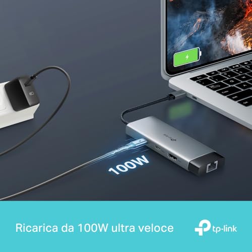 UH6120C Hub USB C 6 in 1, 1 HDMI 4K@60Hz, 1 Gigabit Ethernet, 1 PD Rapida a 100 W, 3 Porte di USB 3.0 (1 USB-C, 2 USB-A), SuperSpeed a 5 Gbps, Adattatore per Windows, Mac OS X, iOS, Android - Hub USB - Immagine 7