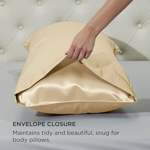 image for Bedsure Body Pillow Cover 20x54 Inches - Champagne Satin Similar to Si