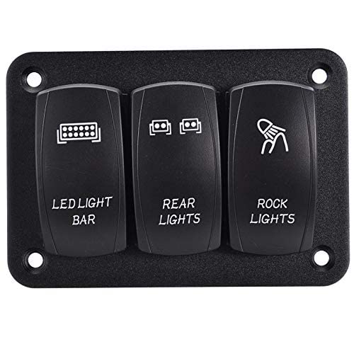 1pc 2 Gang Rocker Switch Panel ON/Off Toggle Switch Control Panel Blue LED Light 12/24V Compatible with Boat Auto Parts