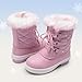 DREAM PAIRS Cozy Kids Snow Boots, Warm & Water-Resistant Winter Boots with Faux Fur for All-Day Play, Non-Slip Mid Calf Boots,Size 4 Big Kid,Pink,SDSB2225K