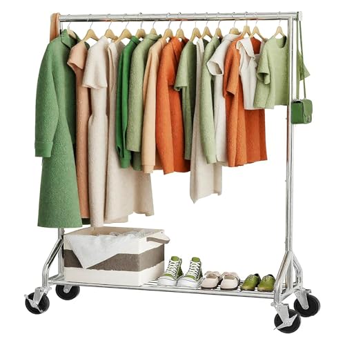 Reviews de Closet Movible disponible en línea. 50 Ekisemio - Perchero rodante resistente con ruedas y estantes, capacidad de 450 libras, perchero portátil para colgar ropa, clóset de pie para clóset, recámara, uso comercial,...