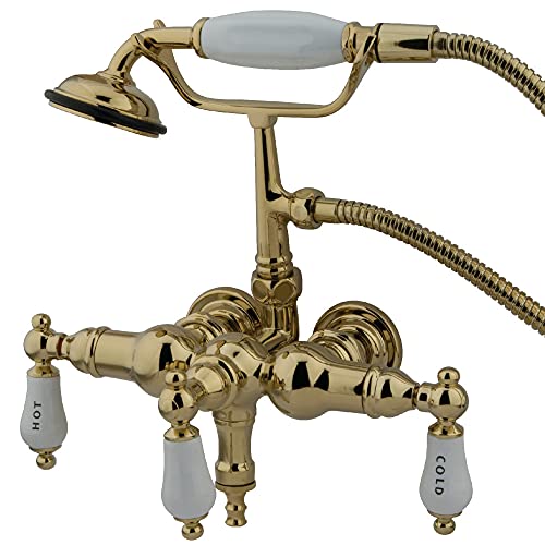 Kingston Brass CC21T2 Vintage Leg Tub Filler with Hand Shower, Polished Brass,3-3/8-Inch Center Kingston Brass CC21T2 Vintage Leg Tub Filler with Hand Shower, Polished Brass,3-3/8-Inch Center