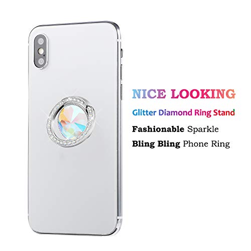 Lenoup DIA RING ROUND SILVER Glitter Bling Bling Phone Ring Holder,Sparkle Phone Ring Grip Artificial Diamond Stand,Rhinestone Cell Finger Ring thumb #1