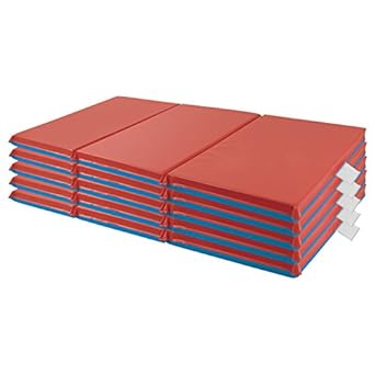 ECR4Kids Premium 3-Fold Daycare Rest Mat, Blue and Red, 2