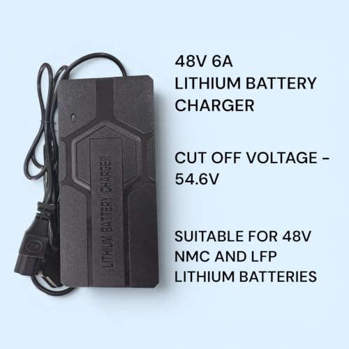 Image of Waterproof Lithium Battery Scooter Charger 48V 6 Ampere for All 48V Lithium Battery. GRAPHENO | Longest 2+1 Meter Wire | Fast Charging | Heavy Duty | ABS Body | Durable | Cutoff Voltage 54.2 V.