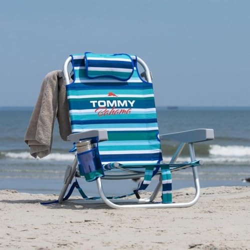 Tommy Bahama Green Striped Aluminum Beach Chair