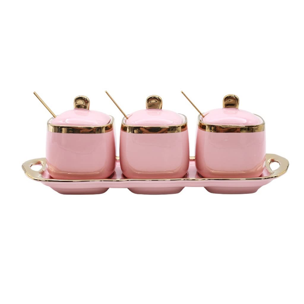 Sucrier en céramique avec Couvercle et cuillère pour la Maison et la Cuisine (Couleur:A,Taille (C comme Le Montre l'image)