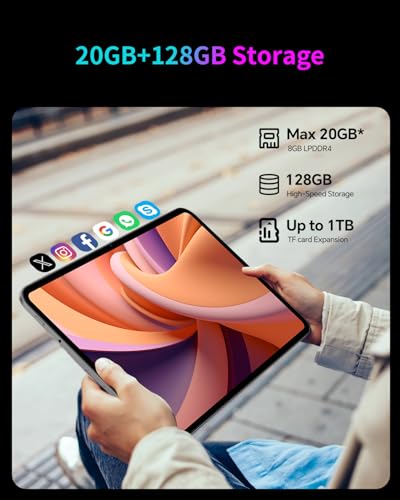Image of TECLAST Android 16 T65 13.4 inch Large Tablet, 20GB+128GB,120Hz 1920x1200 IPS Display,2.2Ghz Octa-Core Processor,10H 8000mAh Battery, 2.4GHz+5GHz WiFi,4G LTE,GPS, 3.5mm Headphone Jack for Music Lovers