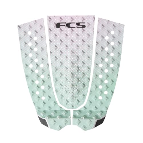 FCS Athlete Series Sky Brown Sea Foam Traction Pad – Sugarcane Bio‑Foam, 3‑Piece T‑3 Pad with Double Groove, Coffin Arch & High Tail Kick – Signature Pastel Design for Surfboards