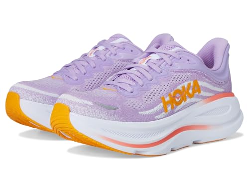 Hoka Women's Bondi 9 Sneaker, Aster Flower/Starlight Glow, 9