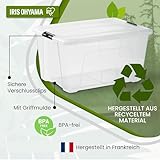 Iris Ohyama, Kunststoff-Aufbewahrungsbox mit Deckel, 45L, 3er-Set, Transparent, 98% recycelter Kunststoff, Verschlussclips, Griff, Stapelbar, Fürs Schlafzimmer, Ankleidezimmer, Büro, BPA-frei, BSB-45