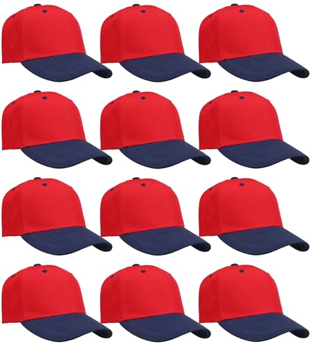 Image of Falari Wholesale Bulk Lot 12-Pack Baseball Cap Adjustable Size Plain Blank Solid Color