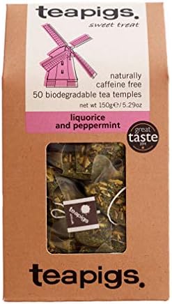 teapigs Liquorice and Peppermint Tea Bags Made With Whole Leaves, 50 Count, Sweet, liquorice, mint (5422)