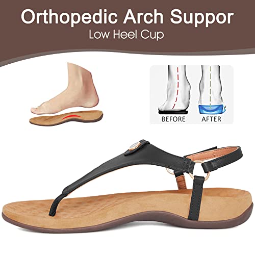 Athlefit Women's Comfortable Orthopedic Sandals Thong Dressy T-Strap Orthotic Casual Summer Arch Support Sandals2