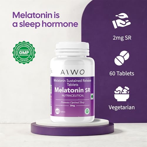 Image of AIWO Melatonin SR 2mg - 60 Tablets for Better Sleep | Wake Up Refreshed, Relaxed & Energized | Supports Healthy Sleeping Patterns | Promotes Restful Nights | Helps Maintain a Balanced Sleep Cycle as Part of a Daily Wellness Routine