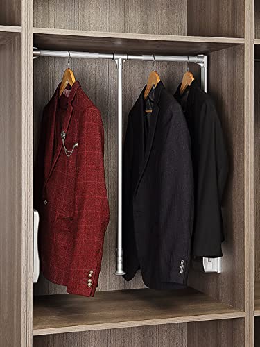 tonchean Pull Down Clothes Rail Adjustable Wardrobe Pull Down Hanging Rail 890-1210 mm Extendable Pull Out Wardrobe Rail Lift for Closet and Wardrobe Weight Capacity Up to 15 kg - Image 2