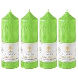 SAULES FABRIKA Natürliche 15,5 cm Stumpenkerzen - 4 Stück Set aus 100% Palmwachs, handgefertigte Kerzen – 30 Stunden Brenndauer – Unbeduftet (HELLGRÜN)