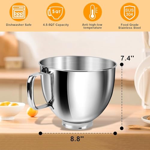 Tazón mezclador de acero inoxidable 5 cuartos con asa miniatura 6