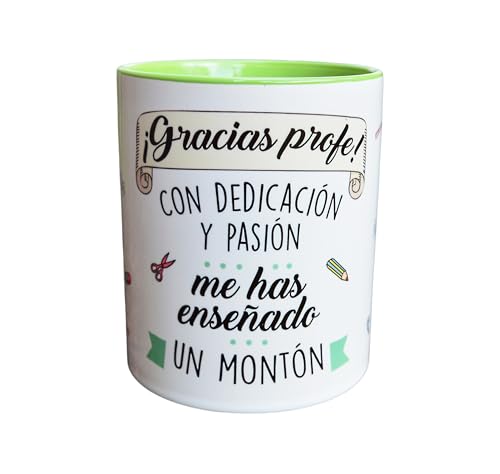 Sonrie | Caneca personalizada 'Obrigado Profe! Com dedicação e paixão, você me ensinou uma montão' | Cerâmica premium 33 cl | Presente original e elegante para professor, professor, professor