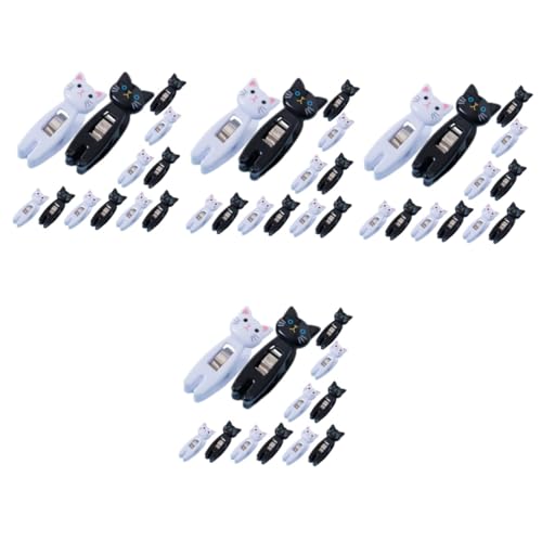 DIYEAH 4 Sätze Katzen Clips Teiliges Multifunktionsset Schwarz Und Weiß Für Fotos Notizen Und Wäsche Süße Praktische Und Tragbare Klammern Aus Kunststoff Für Büro Und Zuhause 12 Stück * 4