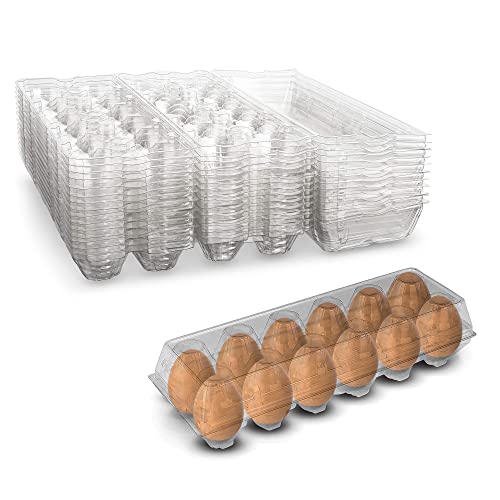 Tri-Fold Egg Cartons Clear Plastic Recycled PETE Material for Product Visibility by MT Products (15 Pieces)