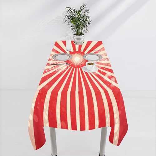 Nappe de table lavable et résistante à rayures rouges de cuisine - 4