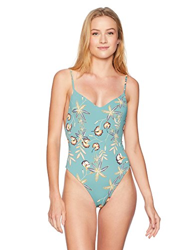 Roxy Junior's Printed Softly Love One Piece Swimsuit, Trellis Bird Flower Swim, XS