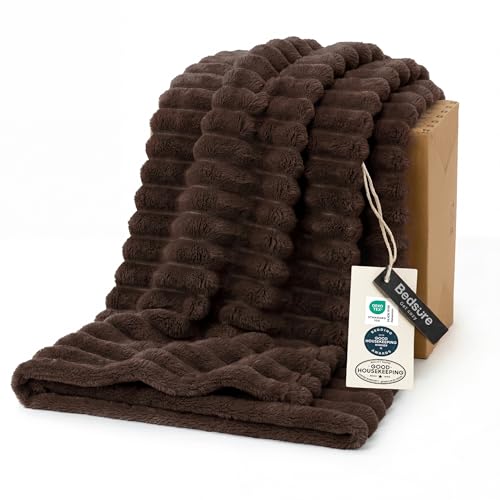 Bedsure GentleSoft Chocolate Brown Throw Blanket for Couch - Cozy Soft Blankets for...