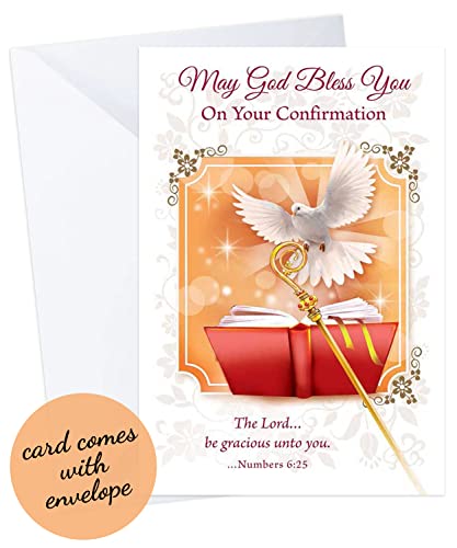 Confirmation Card - with Holy Spirit Lapel Pin | Confirmation Cards, Gold Plated Metal Dove Pin | 2 Items Set3