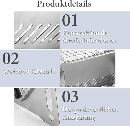 Mini Grill, Camping Grill Klappgrill, Holzkohlegrill Picknickgrill Edelstahl Portable Campinggrill Abnehmbare BBQ Grills für Outdoor Garten Party Picknick für 1-2 Personen(28 * 18 * 13cm)