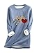 EFOFEI Pull en peluche pour femme - Chaud - Couleur unie - Manches longues - Imprimé de Noël, Cœur bleu., L