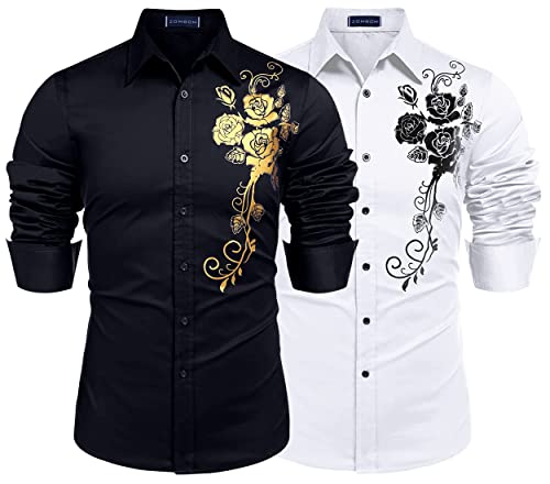 Image of Zombom Men's Regular Fit Cotton Blend Printed Full Sleeve Casual Shirts
