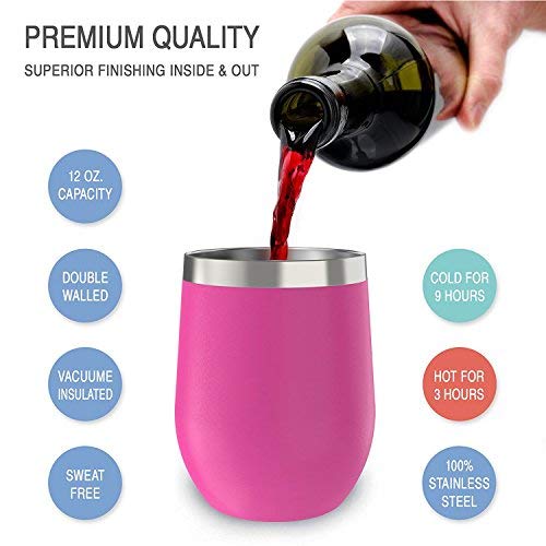 Chillout Life 12 Oz Stainless Steel Tumbler With Lid & Gift Box - Wine Tumbler Double Wall Vacuum Insulated Travel Tumbler Cup For Coffee, Wine, Cocktails, Ice Cream, Powder Coated Tumbler #TOP2