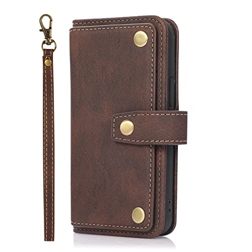 Custodia Compatible con iPhone 11 Pro Max 6.5 - Flip Wallet Caso Premium Portafoglio + Slot Schede Cordino Supporto Chiusura Magnetica Case per 11 Pro Max 6.5 MH -Brown pelle