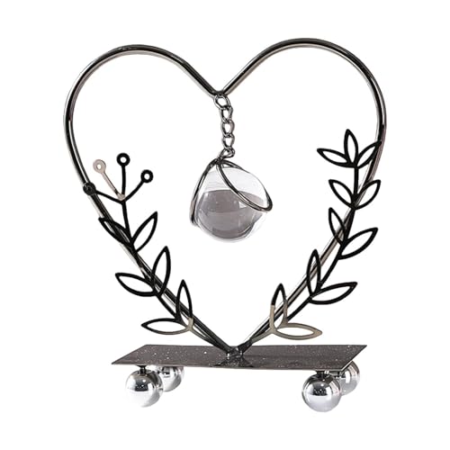 INACMWIH Figura decorativa de bola para inauguración de la casa, dormitorio, oficina, festival, hoja de hierro, corazón, negro y gris