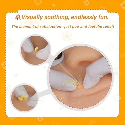 brenzo 2026 New Fidget Toy Big Head Doll with Ear Cleaning Feature – Pimple Popping Toys Style Stress Relief Sensory Toy for Anxiety, Reusable Funny Desk Toy for Adults-Yellow Hair by brenzo - Image 4