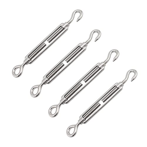 Tenditore,Tenditori in Acciaio Inossidabile,Tenditore Acciaio Inox,304 Tenditore a Gancio,Tenditore Acciaio,Tenditori per Funi,Tenditore Acciaio,Tensori Filo,Tenditori Inox,Tenditore Filo,(M4,4 PCS)