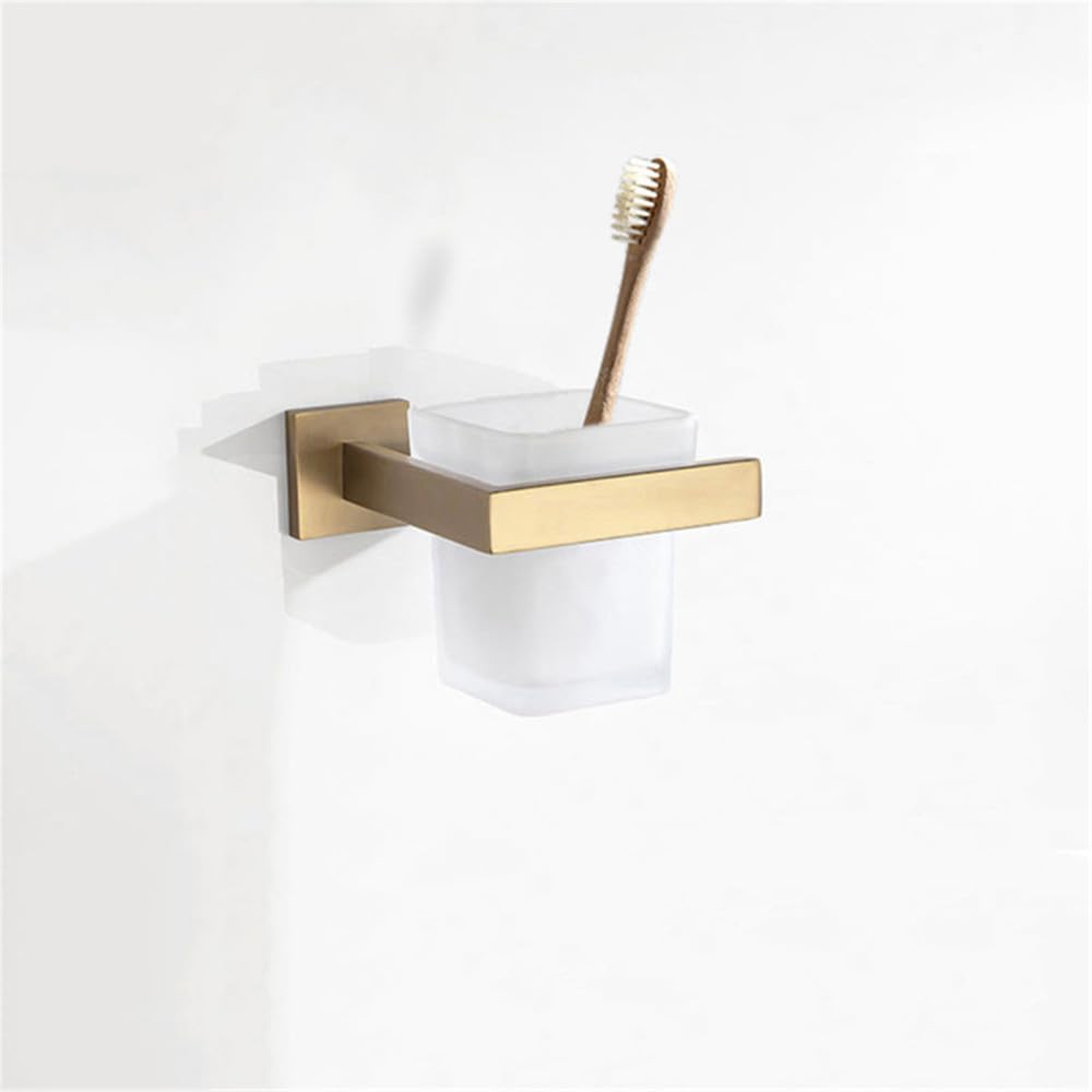 LMYSXAOZ Brushed Gold Bathroom Accessories Hardware Towel Bar Rail Toilet Paper Holder Rack Hook Soap Dish Brush,Toothbrush holder