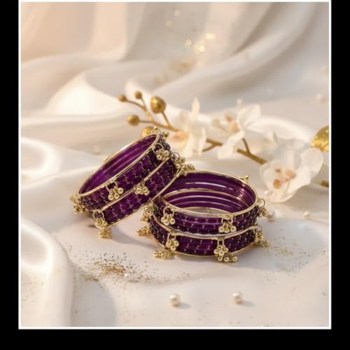 Image of Kashmiri Ghangharoo Glass Bangle Set for Women| Light Weight Bangles | Traditional Transparent Fancy Glass Chudi Set for Wedding, Party|Set Of 16(12 Glass + 4 ghungroo bangles)