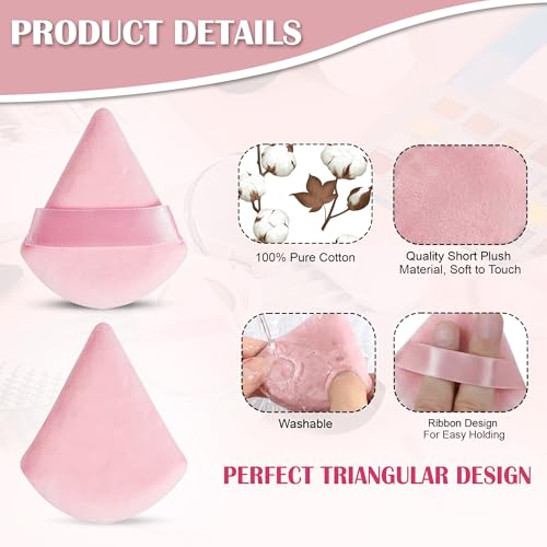 Image of GLUN Ultrasoft Triangle Shape Powder Puffs, Pack of 8 Baby Pink Colour, Apply for Daily Makeup Foundation, Cream, Blush Sponge For Wet & Dry Makeup