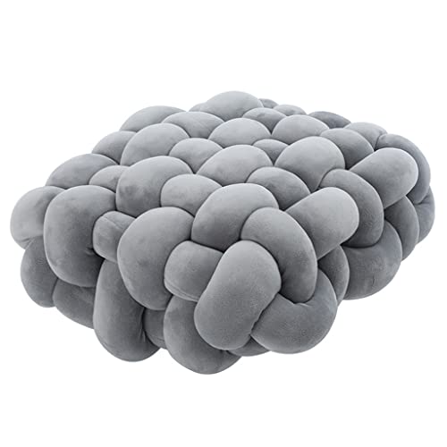 Saiyana Nordic Handmade Woven Plush Square For Seat Back Cushion Knotted Stuffed Solid Color Thick Chair Pad Floor Waist Pillow Home Decor Flower Floor Pillow Green