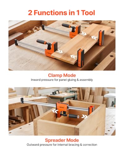 Image of VEVOR Bar Clamps for Woodworking, 4-Pack, 24 inch Opening F Clamps, 1500 lbs Load Limit, Clamp /Spreader 2 Modes, Soft Rubber Pads, Ergonomic Handle, Carbon Steel Bar, for Wood Working and Metal Working
