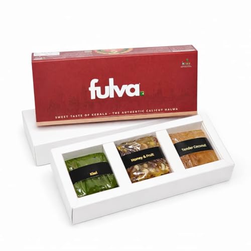 Image of Fulva 3 Assorted Premium Kozhikoden Halwas 200g | Kiwi, Honey Dry Fruit & Tender Coconut Halwa Mix Flavours | Kerala Halwa, Indian Dessert, Mithai, Soft Chewy Sweets, Gift Pack