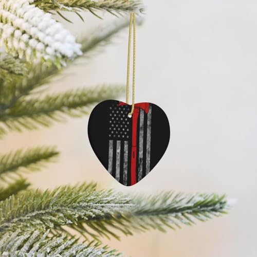 Firefighter Axe Red Line Flag Christmas Ornaments Tree Decorations Hanging Ornaments For Trees Outdoor Indoor Home Decor - Image 7
