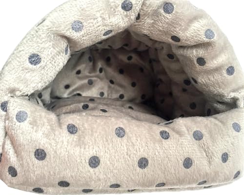 Image of WowowMeow Small Animals Warm Hanging Cage Cave Bed for Hamsters, Guinea-Pigs, Rats and Chinchillas (M, Dot-Grey)