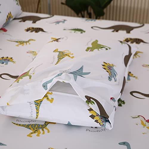 Mag 3 Pcs Dinosaur Sheet Full Size White Based With Colorful Dinosaurs Bedding Sheet, Super Soft Microfiber, For Kids, Teens And Dinosaur Lovers Animal Lovers, Full Size… #TOP3